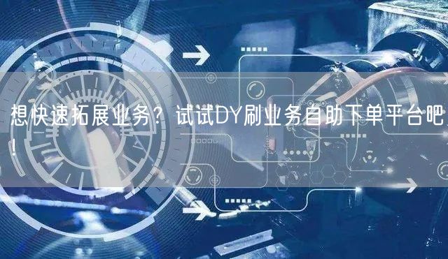想快速拓展业务？试试DY刷业务自助下单平台吧！