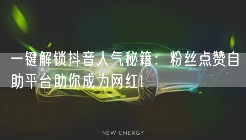一键解锁抖音人气秘籍:粉丝点赞自助平台助你成为网红!