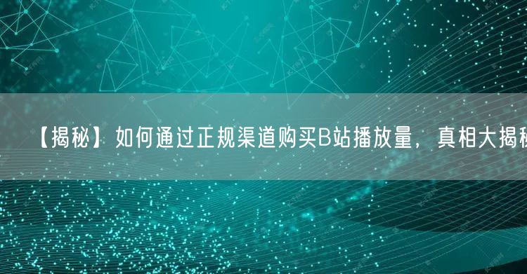【揭秘】如何通过正规渠道购买B站播放量,真相大揭秘!