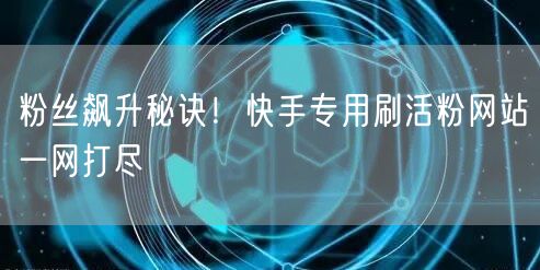 粉丝飙升秘诀!快手专用刷活粉网站一网打尽