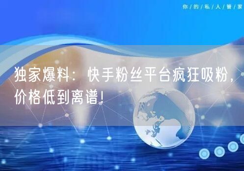 独家爆料:快手粉丝平台疯狂吸粉,价格低到离谱!